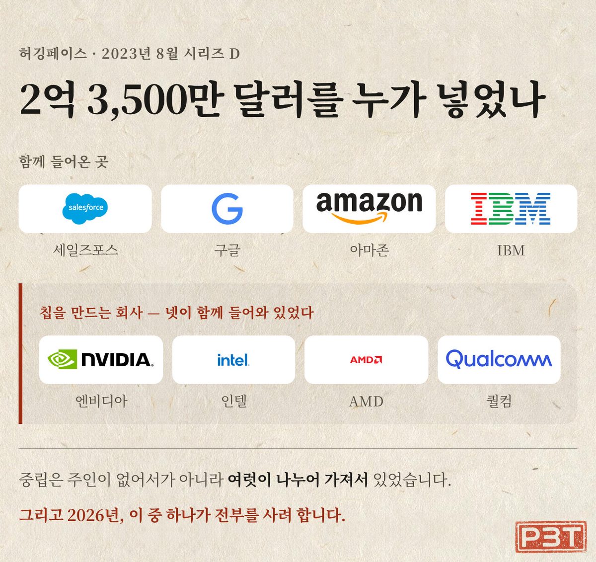 그림 1 — 2023년 시리즈 D 투자자 명단입니다. 칩을 만드는 회사가 넷 들어와 있습니다