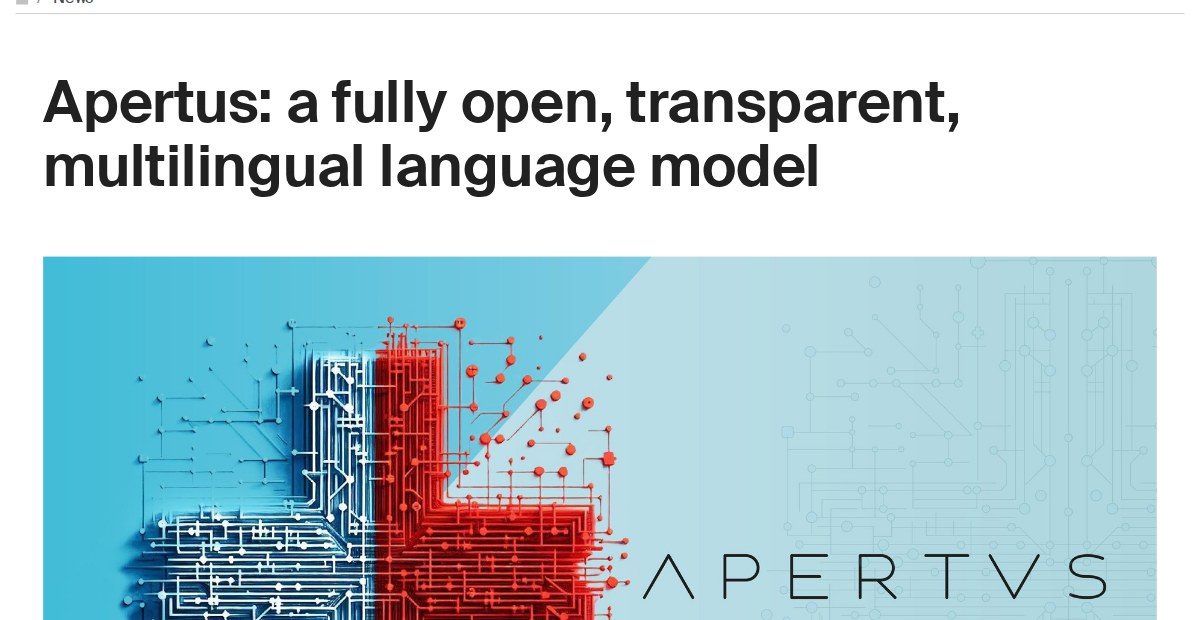 그림 4 — 스위스 Apertus 개발 과정 전체 공개를 알린 EPFL 소식 첫 화면